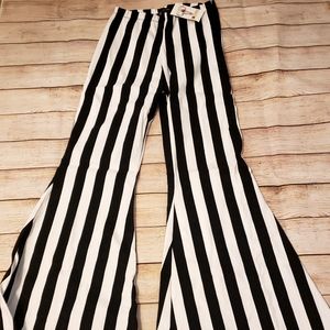 Black and White Stripe Wide Bell Bottoms